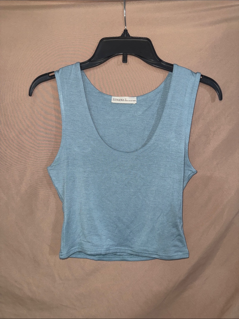NWT Women’s Zenana Outfitters Light Blue Scoop Neck Crop Tank Top